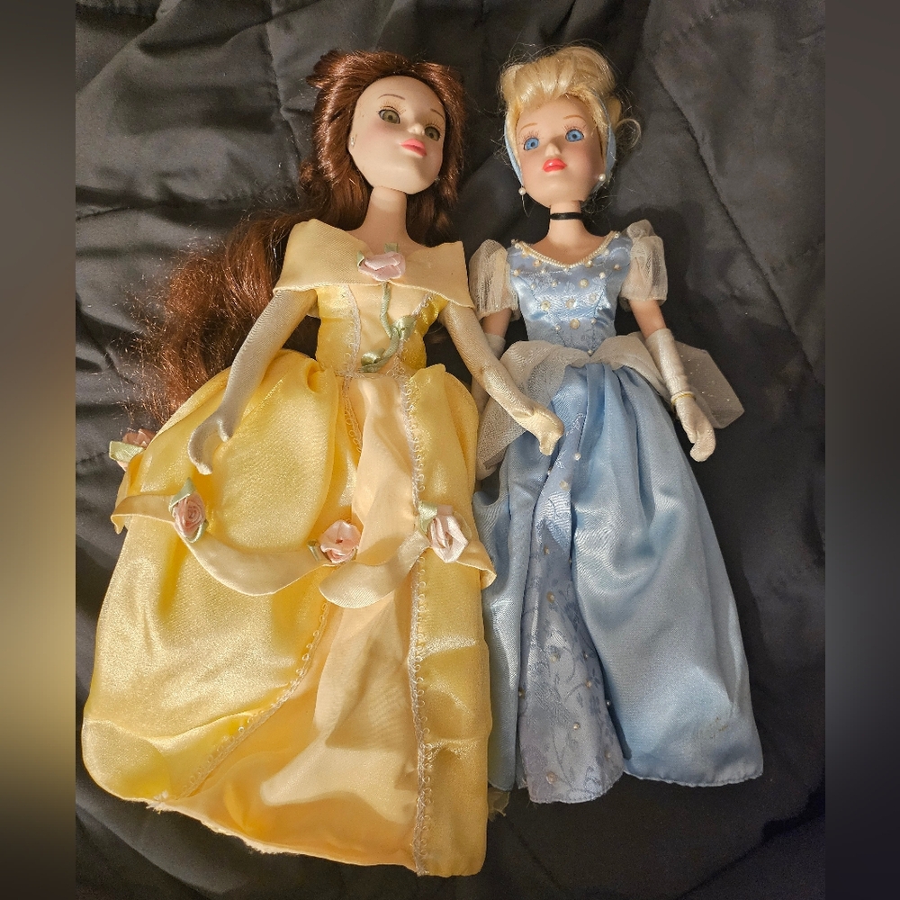 Cinderella Belle Porcelain Disney Dolls Vintage Brass Key